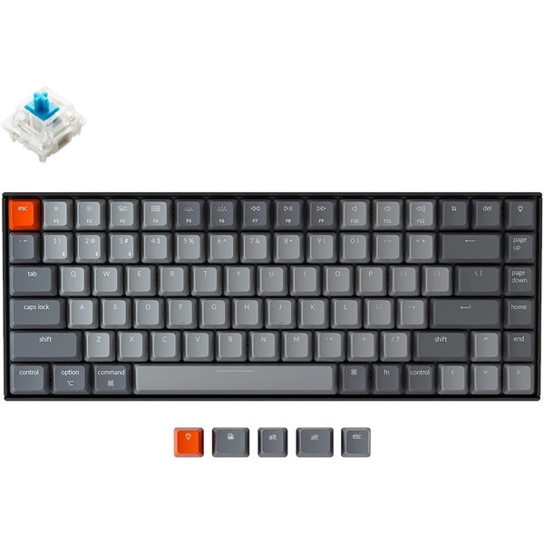 Keychron K2C2, Gateron Blue, Wireless, USB, BT, Gaming Keyboard, Black