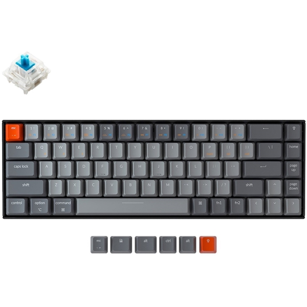 კლავიატურა Keychron K6V2, Hot-Swappable Blue, Wireless, USB, BT, Gaming Keyboard, Black