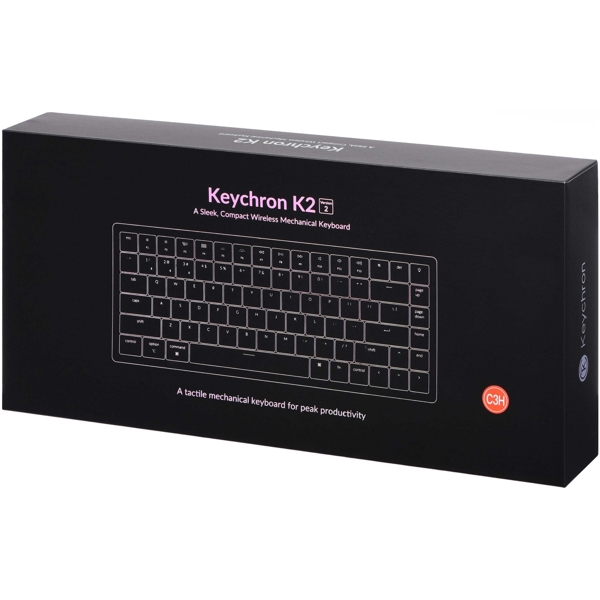 კლავიატურა Keychron K2A2H, Hot Swappable Blue, Wireless, USB, BT, Gaming Keyboard, Black