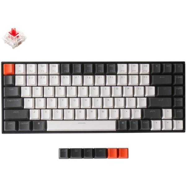 კლავიატურა Keychron K2A1, Hot Swappable Red, Wireless, USB, BT, Gaming Keyboard, Black