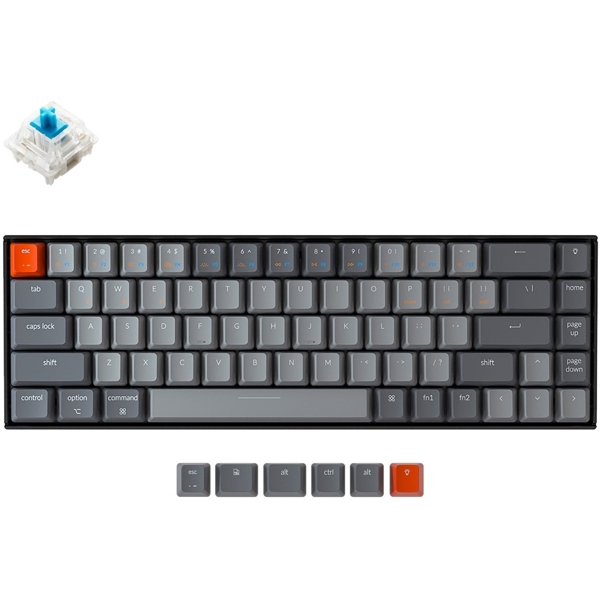 კლავიატურა Keychron K6O2, Gateron Blue, Wireless, USB, BT, Gaming Keyboard, Black