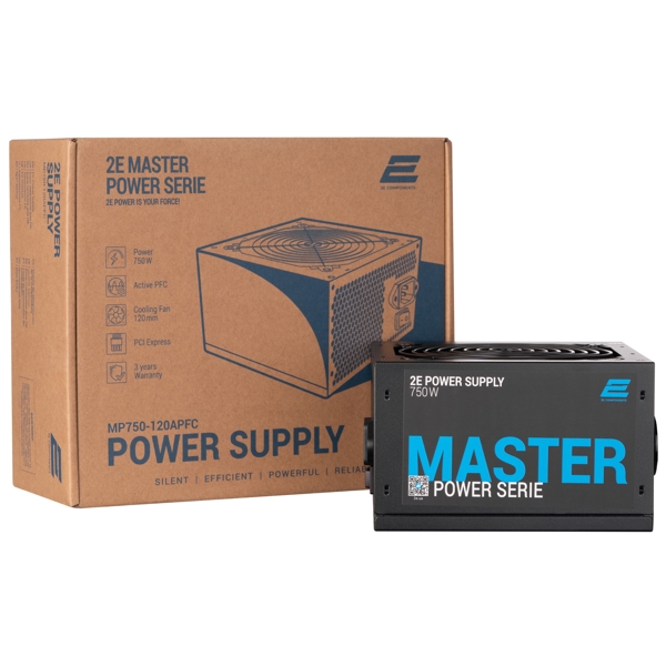 კვების ბლოკი 2E 2E-MP750-120APFC, 750W, 80 Plus, Power Supply, Black