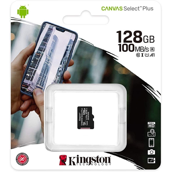 Kingston SDCS2/128GB, 128GB, SDXC, V10, UHS-I, Black