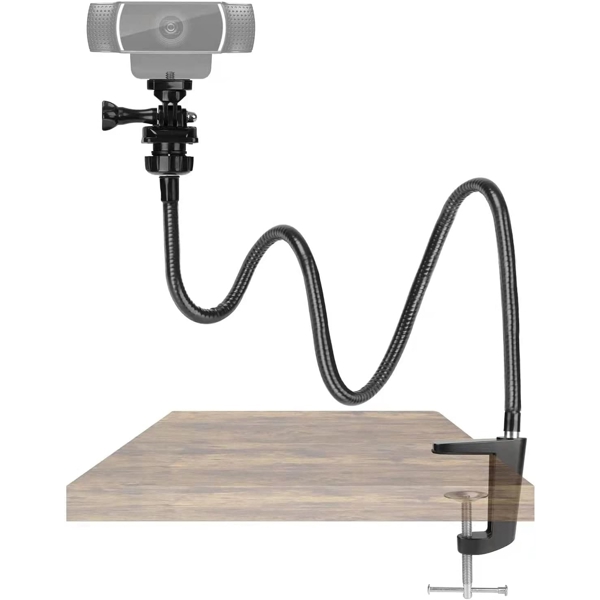 Amada AMWS02, 25", Webcam Stand With Flexible Gooseneck Stand, Black