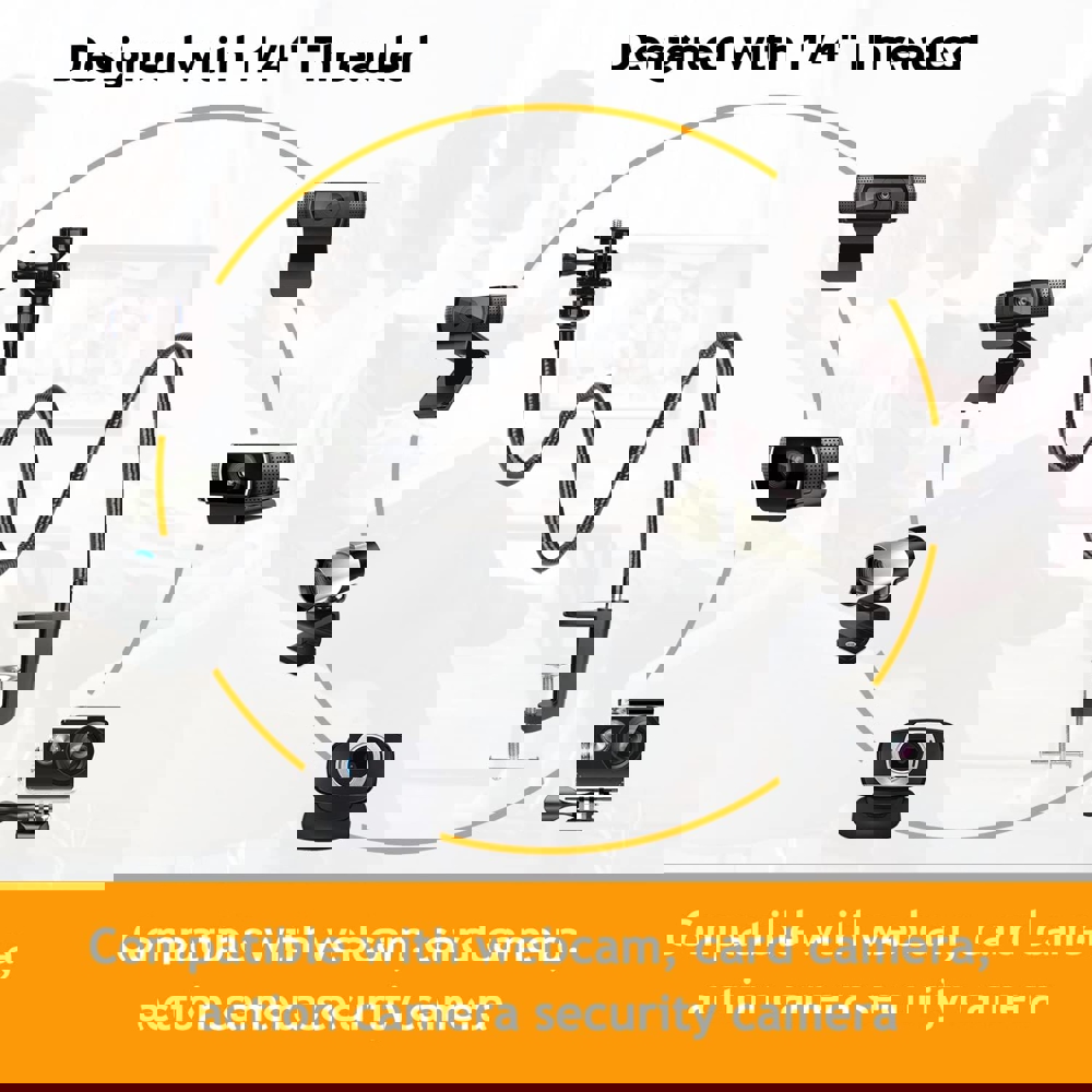 Amada AMWS02, 25", Webcam Stand With Flexible Gooseneck Stand, Black