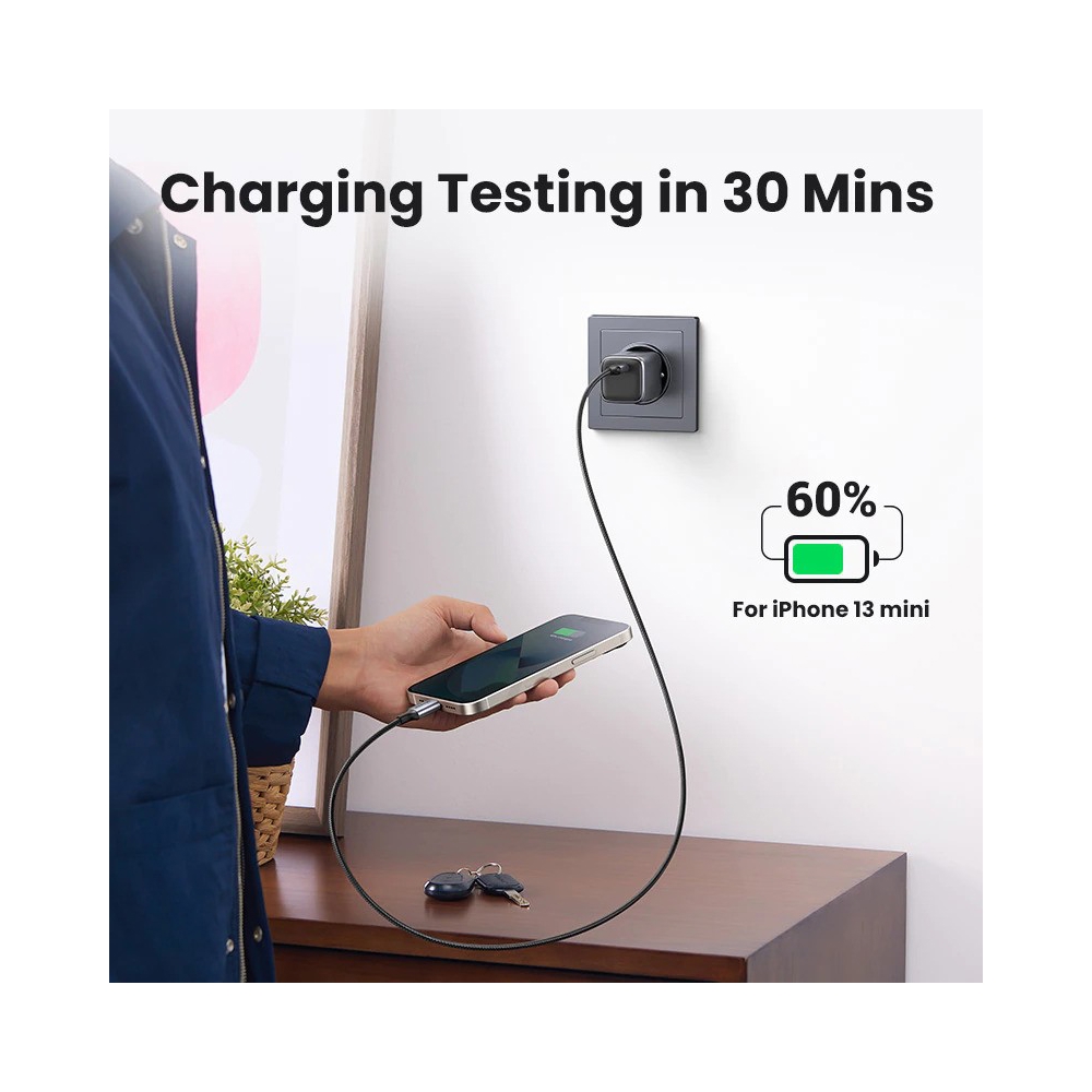 დამტენი UGREEN CD319 (90666) Nexode, 30W, Single port, Type-c, Space Gray