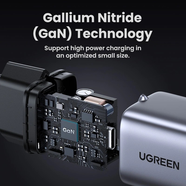 დამტენი UGREEN CD319 (90666) Nexode, 30W, Single port, Type-c, Space Gray