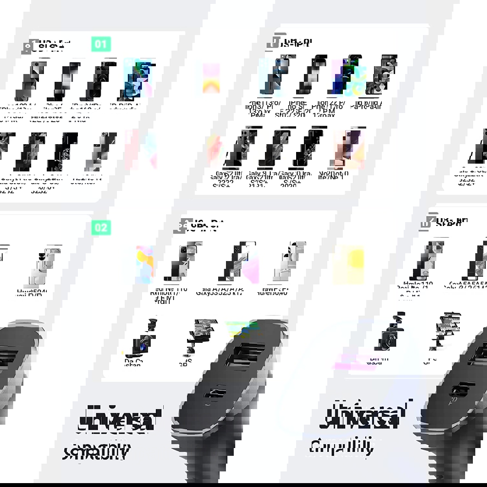 მანქანის დამტენი UGREEN CD130 (40858), 30W, USB, Type-c, Space Gray