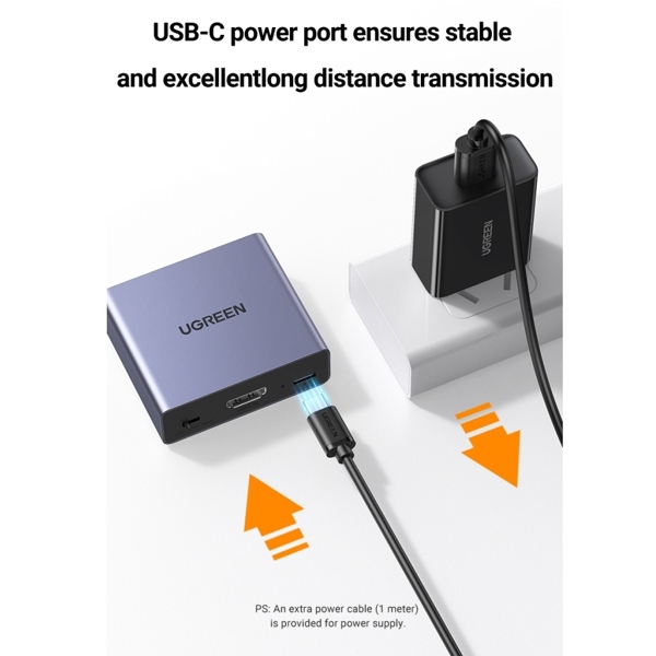აუდიო სპლიტერი UGREEN CM531 (60649), HDMI Audio Splitter with OPTICAL + 3.5mm Ports, Gray