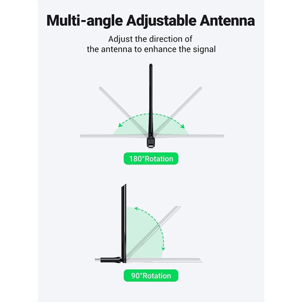 Wi-Fi ადაპტერი UGREEN CM496 (90339), Wifi Adapter, Black