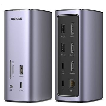 UGREEN CM555 (90325), Type-C Docking Station, HDMI, USB, Ethernet, SD/TF, 3.5mm, Gray