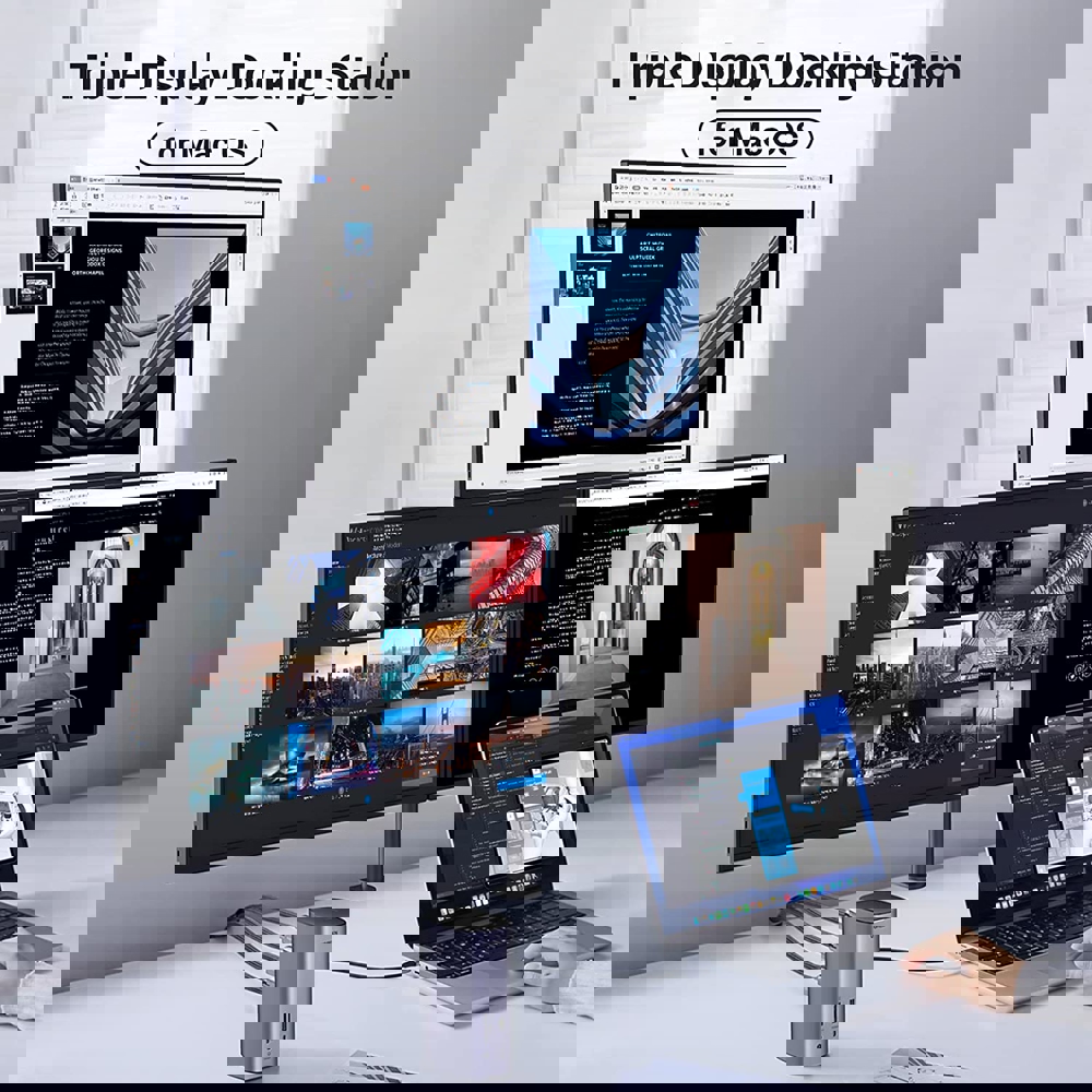 UGREEN CM555 (90325), Type-C Docking Station, HDMI, USB, Ethernet, SD/TF, 3.5mm, Gray