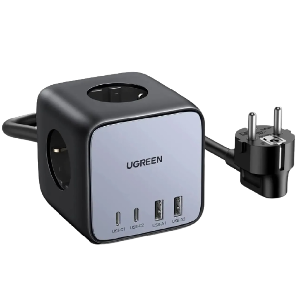 UGREEN CD268 (60113) Diginest, 65W, 3 Socket, USB-A, Type-C, 1.8m, Black