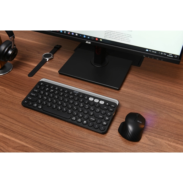 კლავიატურა 2E 2E-KS250WBK, Wireless, USB, BT, Keyboard, Black