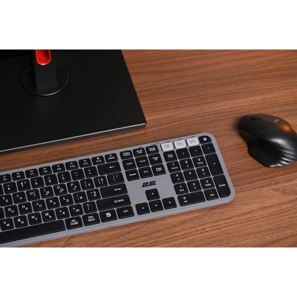 კლავიატურა 2E 2E-KS240WG, Wireless, USB, BT, Keyboard, Black/Gray