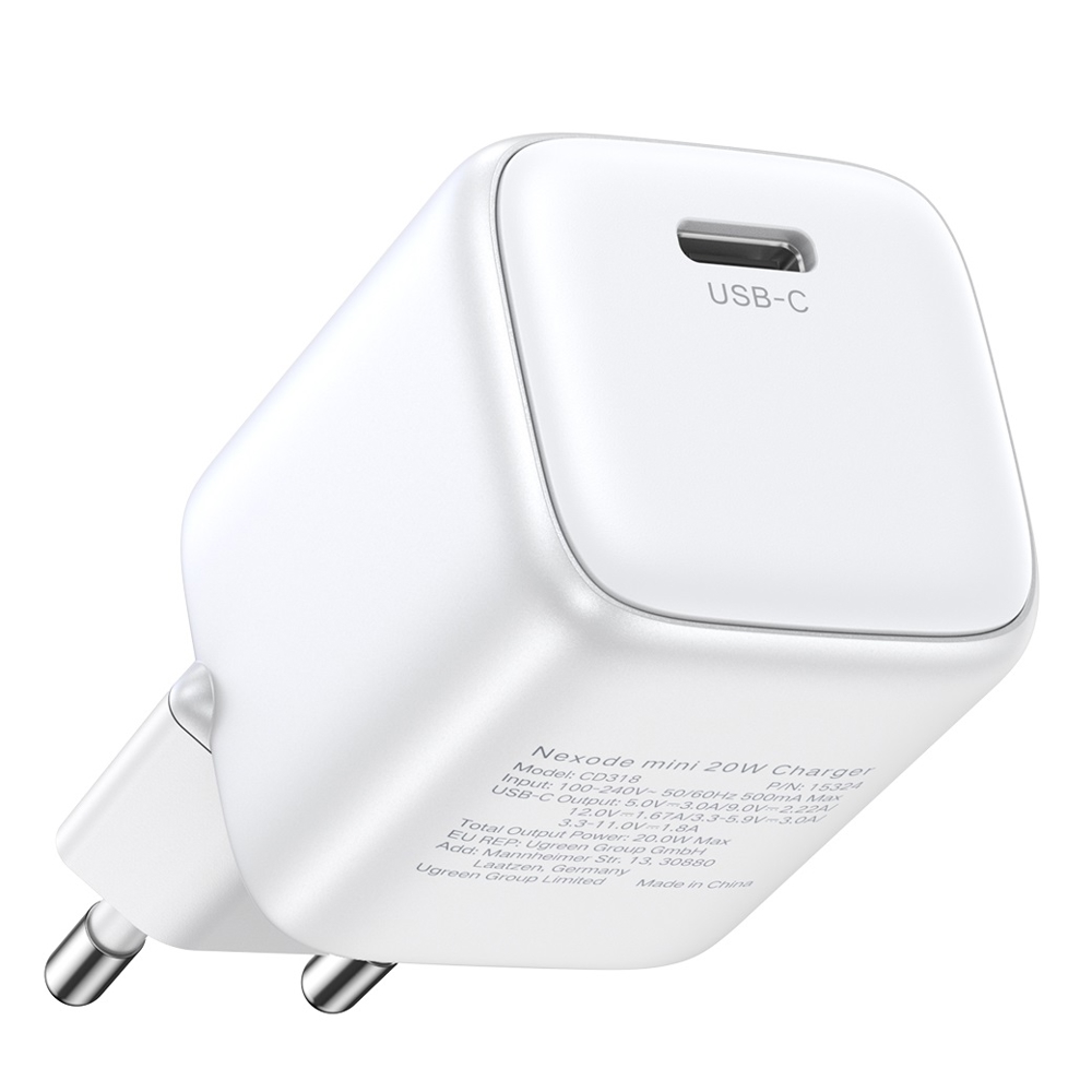 UGREEN CD318 (15324) Nexode Mini, 20W, Single port, Type-C, White