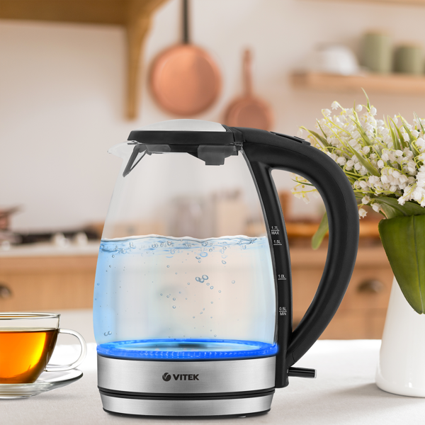 ელექტრო ჩაიდანი Vitek VT-7046, 2200W, 1.7L, Electric Kettle, Silver