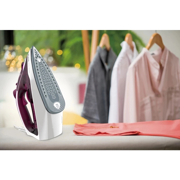 ორთქლის უთო Tefal FV2835E0, 2400W, 270ml, Steam Iron, White/Purple