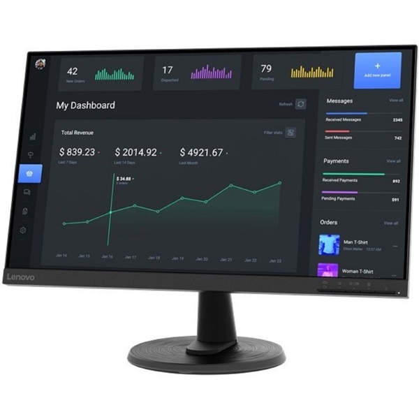  Lenovo 67A2KAC6EU D24-40, 23.8", Monitor, VA, HDMI, DP, Black