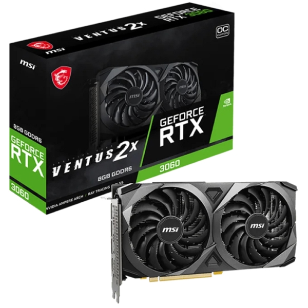 MSI 912-V397-646, Gaming GeForce RTX3060 Ventus 2X OC, 8GB, 128Bit, HDMI, DP, Black