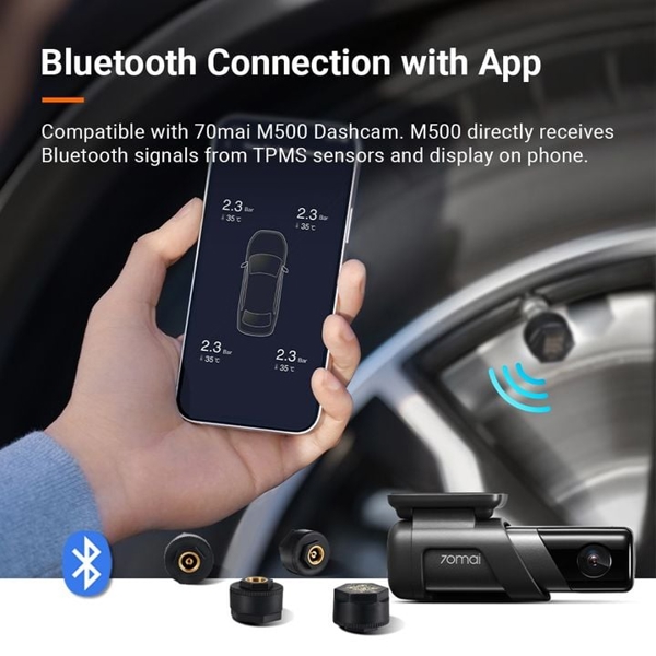 მანქანის საბურავის სენსორი Xiaomi 70mai Midrive T04, TPMS Sensor, Black