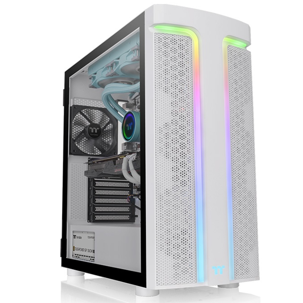 Thermaltake CA-1X4-00M6WN-00 H590 TG, Computer Case, MidT, Mini ITX, Micro ATX, ATX, E-ATX, 2xUSB 3.0, 3.5mm, White