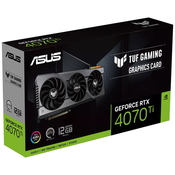 ვიდეო დაფა Asus TUF-RTX4070TI-12G, Gaming RTX4070TI, 12GB, 192bit, HDMI, DP, Black