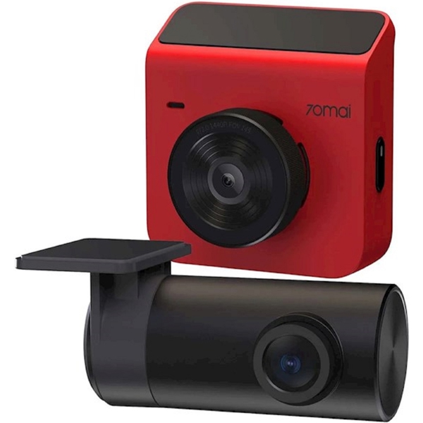 მანქანის ვიდეო რეგისტრატორი Xiaomi 70mai Dash Cam A400 + Rear Cam, Resolution 2560x1440, Built in GPS, WiFi, LCD Screen, 145° Wide Angle, Red