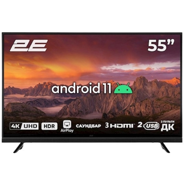 2E 2E-55A06L, 55", 4K UHD, Smart TV, Android, HDMI, USB, LAN, WIFI, Black