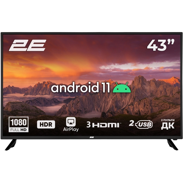 2E 2E-43A06K, 43", FHD, Smart TV, Android, HDMI, USB, LAN, WIFI, Black