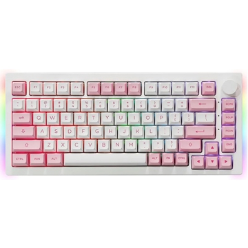 კლავიატურა Akko 5075B, Wireless, RGB, USB Type-C, BT, Keyboard, White/pink