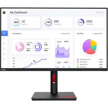 მონიტორი Lenovo 63D2GAT1EU T32p-30 ThinkVision, 31.5", Monitor, 4K UHD, IPS, HDMI, USB, USB-C, DP, LAN, Raven Black