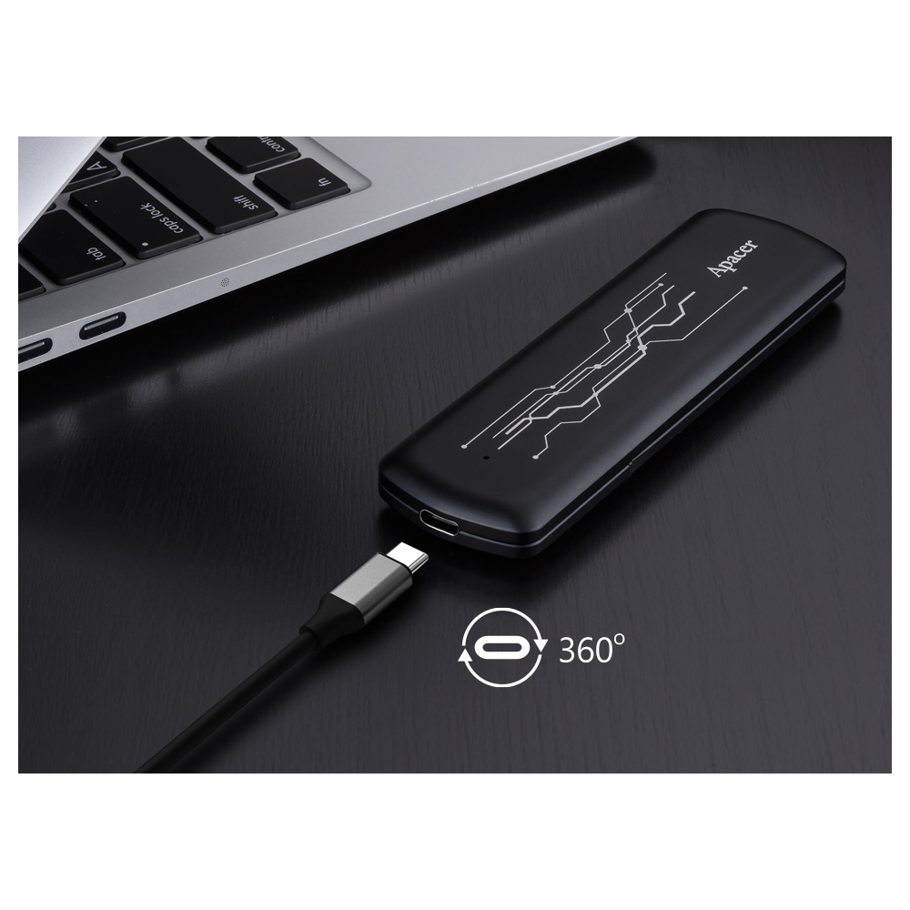 გარე მყარი დისკი Apacer AP1TBAS722B-1, 1TB, External HDD, M.2, USB 3.2, Black