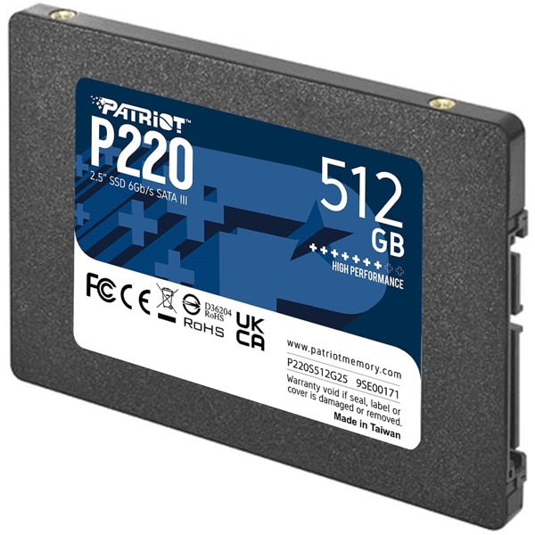 Patriot P220S512G25, 512GB, 2.5", Internal Hard Drive