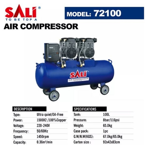 კომპრესორი Sali 72100, 1500W, 100L, Air Compressor, Blue 