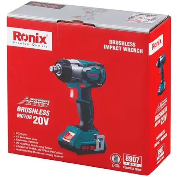 Ronix 8907K, Cordless Impact Wrench, Blue