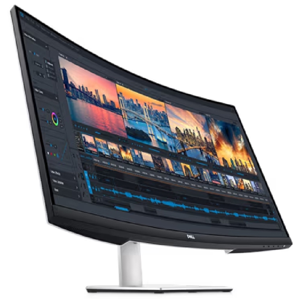 მონიტორი Dell 210-BFVU 32 S3221QSA, 32", Curved Monitor, 4K UHD, VA, HDMI, USB, DP, Silver