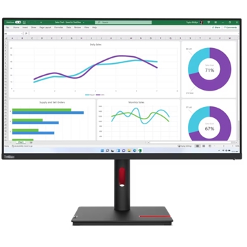 მონიტორი Lenovo 63D3GAT1EU/GE ThinkVision T32h-30, 31.5", Monitor, QHD, IPS, HDMI, DP, USB-C, USB-A, RJ45, Black