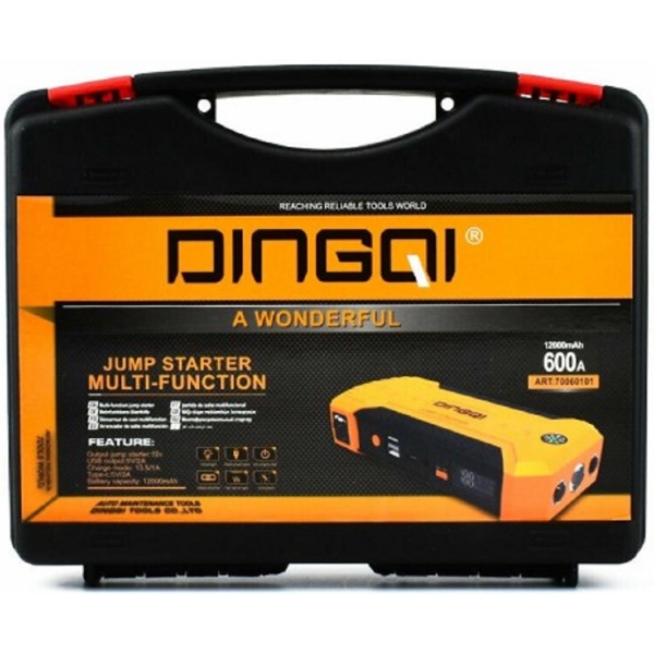 მანქანის დამქოქი Dingqi 70060101, 12000mAh, Jump Starter, Black/Orange