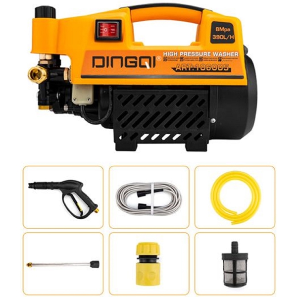 მაღალი წნევის სარეცხი აპარატი Dingqi 106005, 1500W, Pressure Washer, Black/Orange