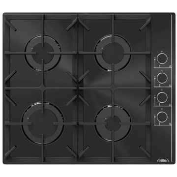 Built-in Gas Cooktop Millen 6Y4G Moon Serie Black Glass, Black