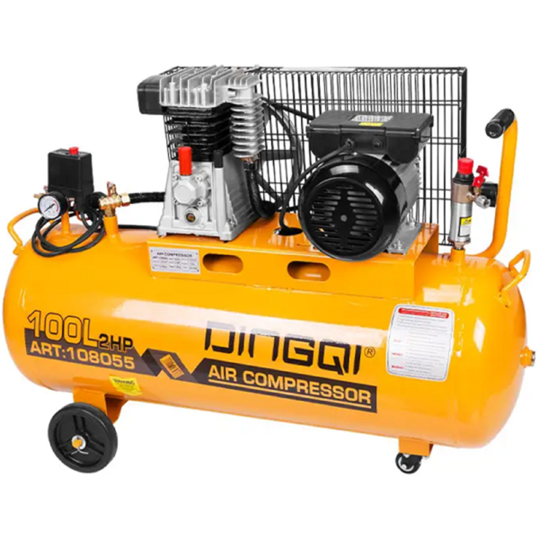 კომპრესორი Dingqi 108055, 1500W, 100L, Air Compressor, Black/Orange