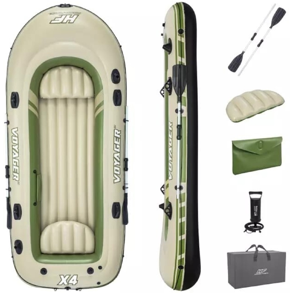 გასაბერი ნავი Bestway 65156 Hydro-Force Voyager X4, 4 Set, 480Kg, Inflatable Boat, Green