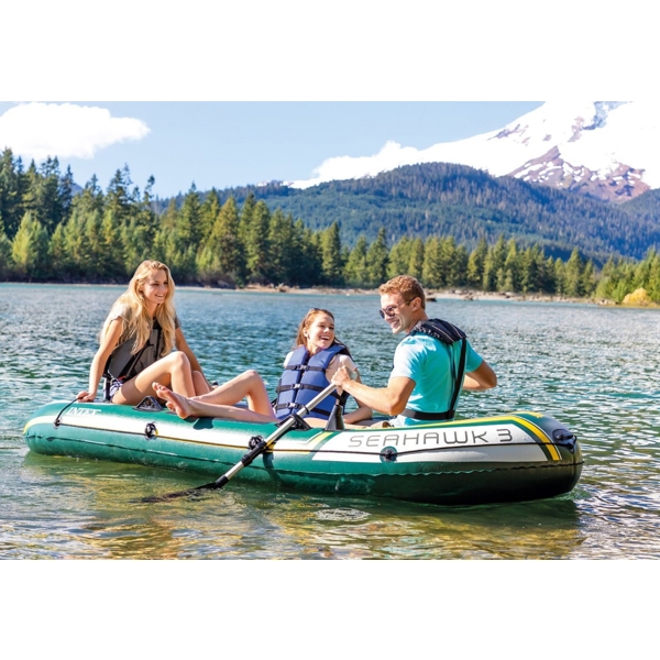 Intex 68351, Seahawk 3 Set, 400Kg, Inflatable Boat, Green