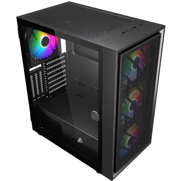 ქეისი 1STPlayer AR-7 AR-7-4G6P, Computer Case, MidT, MicroATX, Mini-ITX, USB 3.2, 2xUSB 2.0, Black