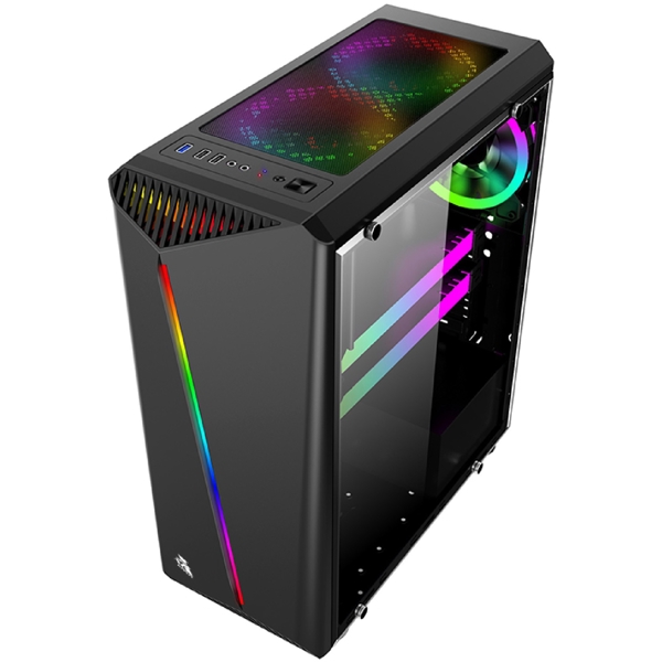 ქეისი 1STPlayer RAINBOW R3 R3-1R1, Computer Case, MidT, MicroATX, USB 3.2, 2xUSB 1.1, Black