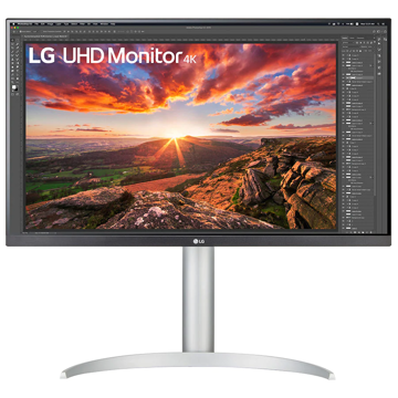 მონიტორი LG 27UP650-W.AMA, 27", Monitor, 4K UHD, IPS, VGA, HDMI, DP, Silver