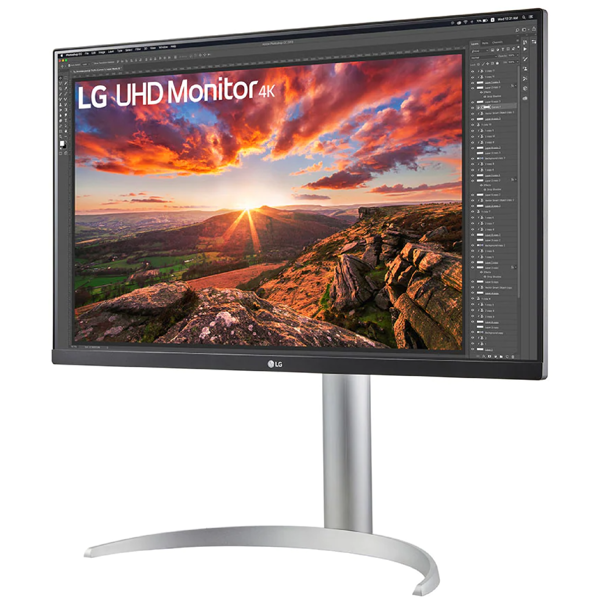 მონიტორი LG 27UP650-W.AMA, 27", Monitor, 4K UHD, IPS, VGA, HDMI, DP, Silver