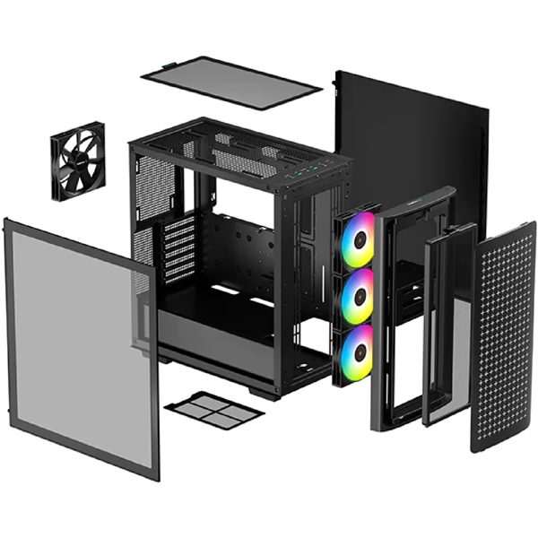 ქეისი Deepcool CK560, Computer Case, MicroATX, Mini-ITX, USB-C, 2xUSB3.0, Black