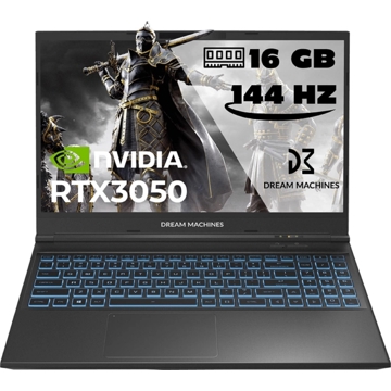 ნოუთბუქი Dream Machines RG3050-15UA38, 15.6", i7-12700H, 16GB, 1TB SSD, RTX3050 4GB, Black